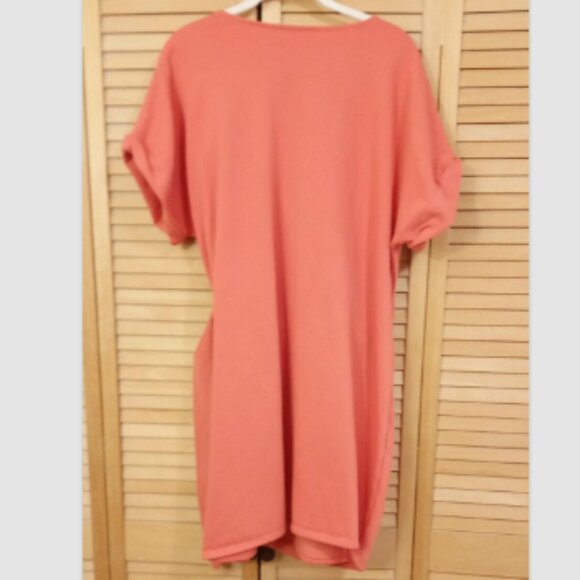Venus Orange Tie Side Half Wrap Sweatshirt Dress 1X - Picture 5 of 10
